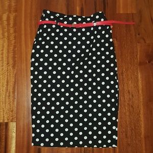 Black Skirt with white polka dots